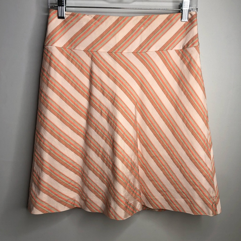 Banana Republic Peach Coral Cream Striped Petite Skirt